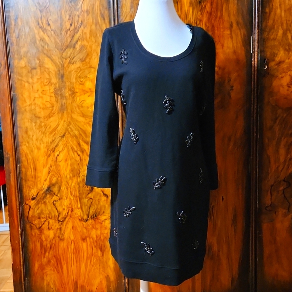 Jessica Simpson embellished 3/4 sleeve sweater dress black size 10